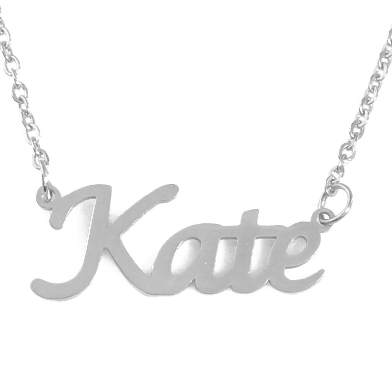 [Australia] - Kate Personalised Name Necklace - Custom Jewellery - Adjustable Chain - Silver Tone - Incl Box & Bag 