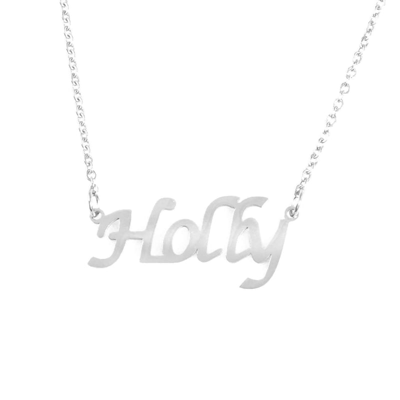 [Australia] - Kigu Holly Personalised Name Necklace - Adjustable Chain - Silver Tone - Incl Gift Packaging 