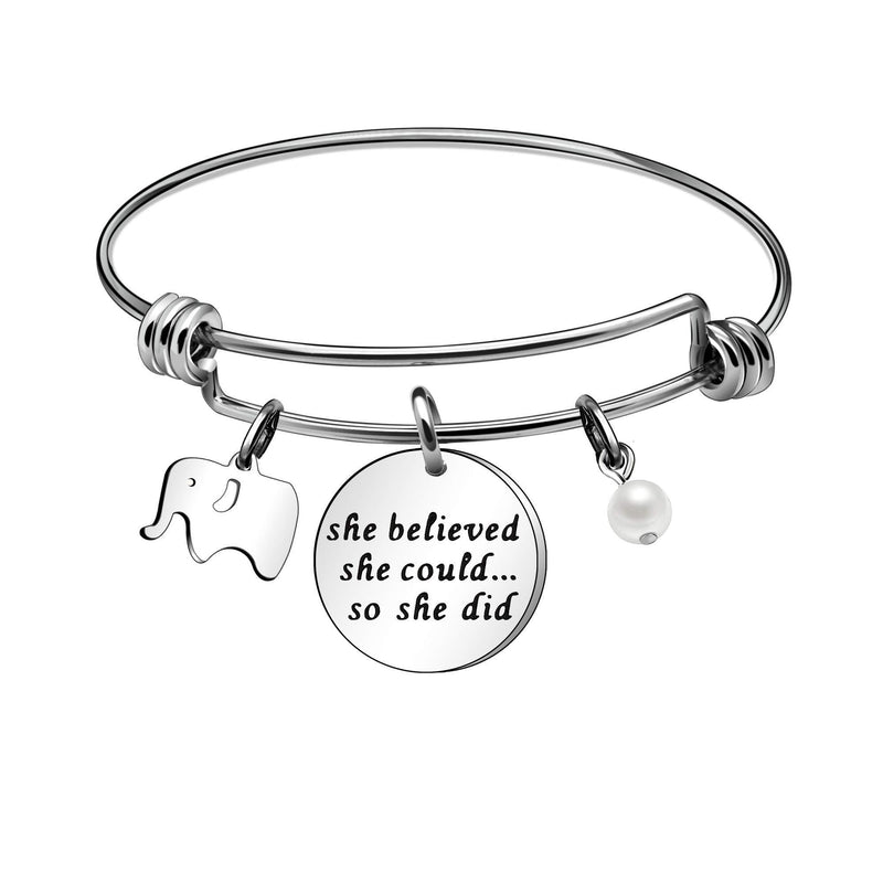 [Australia] - KENYG She Believed She Could So She Did Inspirational Women Girl Bracelet Bangle For Daughter Friends Christmas Gifts 