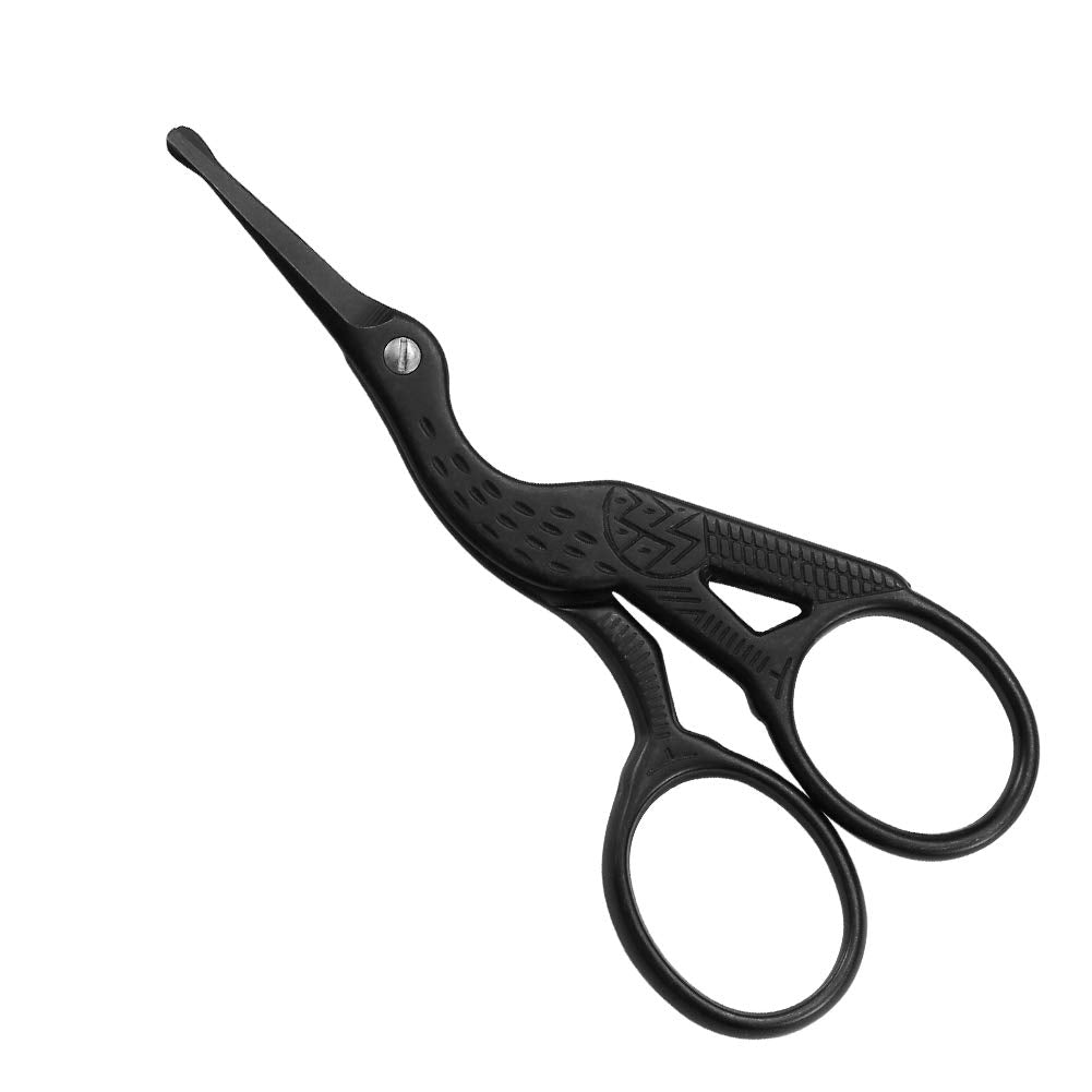 [Australia] - LIVINGO Rounded Tip Vintage Stork Scissors, Professional Stainless Steel with Black Titanium Coated, Cuticle Pedicure Beauty Grooming Retro Scissors for Eyebrow, Facial Hair, Dry Skin, Nose Hair 9cm 
