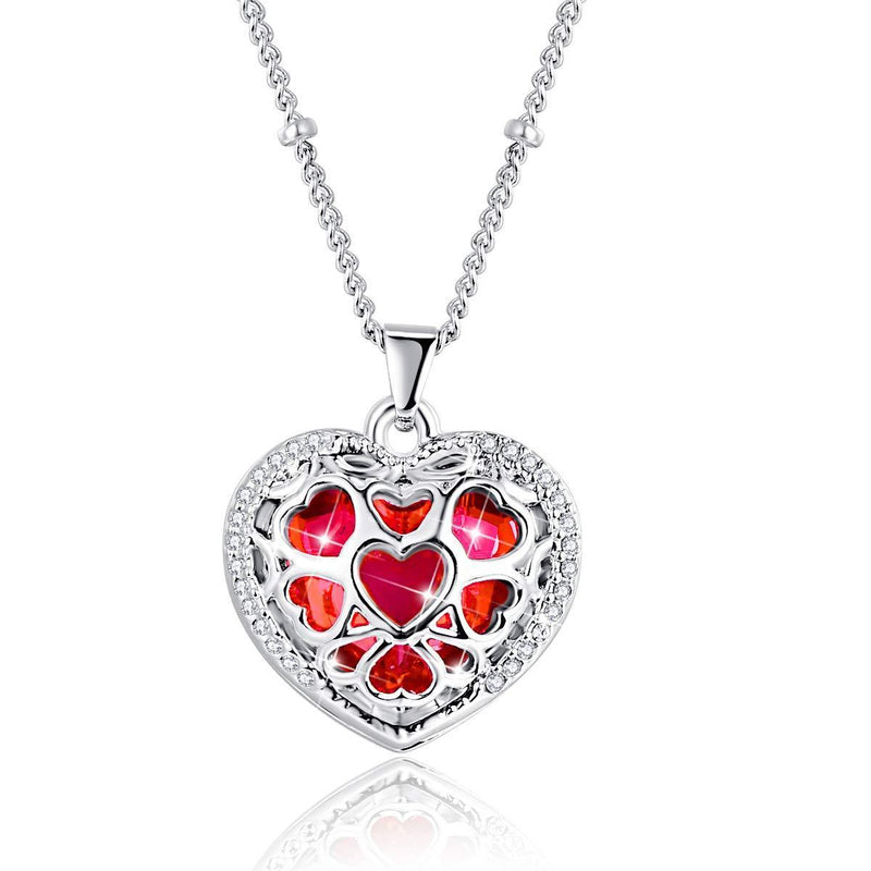 [Australia] - Bonlavie Women Necklace Heart Pendant Eternity Love with Austrian Crystal Jewellery for Women, Elegant Jewellery Box, 45+5cm Extender Light Siam 
