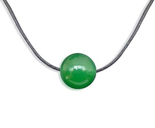 [Australia] - Vifaleno Jade Malaysia Jade Natural Green Round Necklace 12mm Wax Cord 