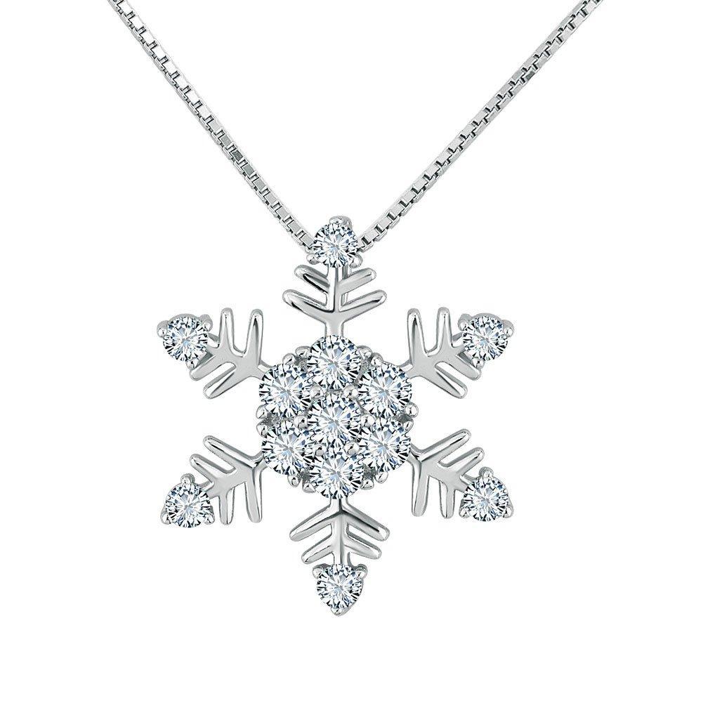[Australia] - Korliya Christmas Winter Snowflake Sterling Silver Pendant Necklaces For Women Girls Snowflake 12 