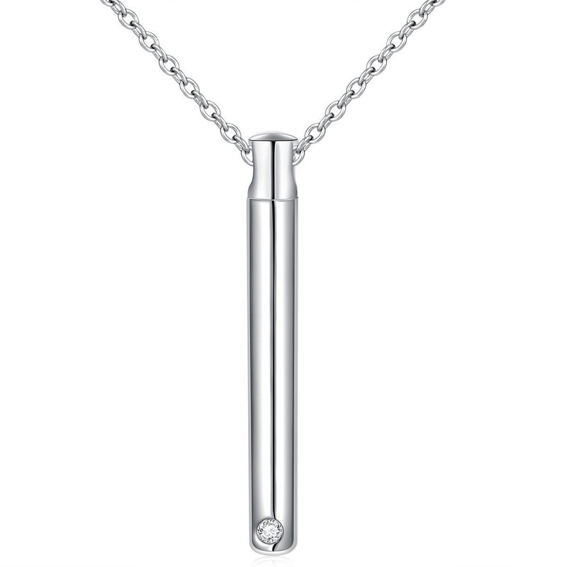 [Australia] - Flyow Cremation Jewelry 925 Sterling Silver Memorial Urn Ashes Keepsake Cylinder Necklace Pendant for Unisex Bar 
