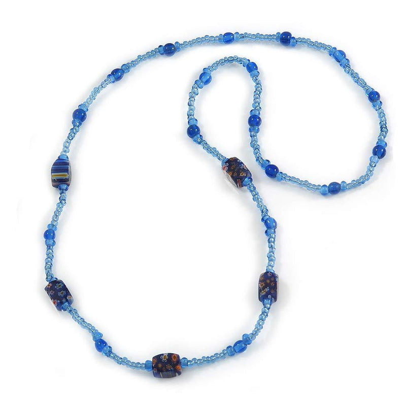 [Australia] - Avalaya Blue Glass/Ceramic Bead Long Necklace - 84cm Long 