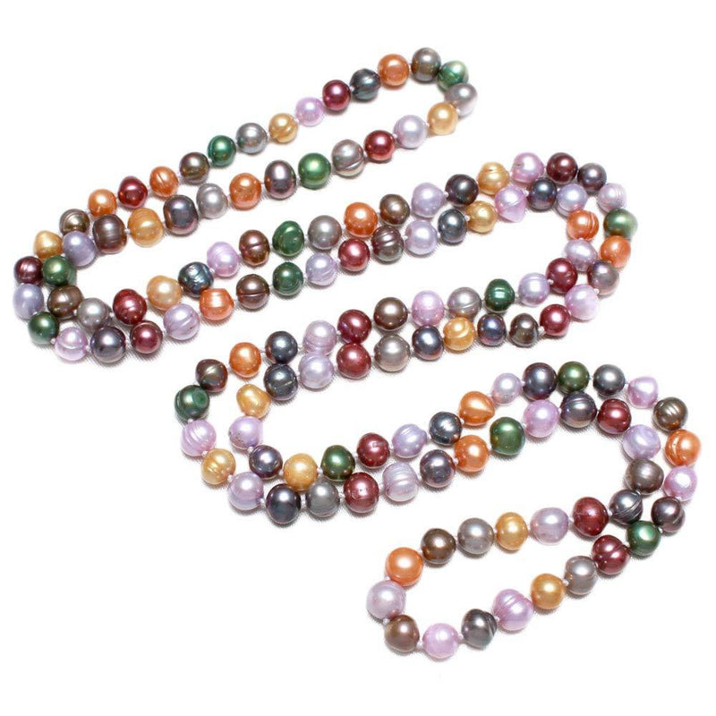 [Australia] - TreasureBay Elegant 8-9mm Multicolour Freshwater Pearl Necklace 120cm, Women's Pearl Necklace 