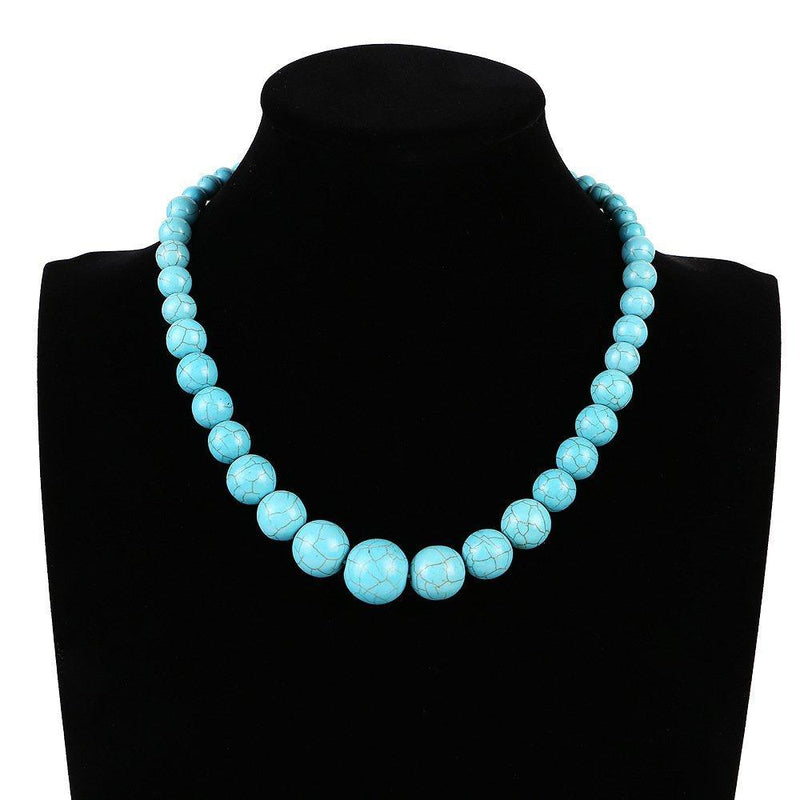 [Australia] - TreasureBay Stunning 6-16mm Natural Turquoise Necklace For Women 