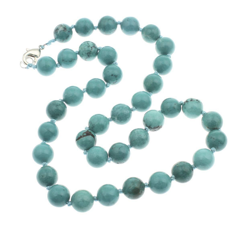 [Australia] - Treasurebay Beautiful 10mm Natural Gemstone Necklace, Handmade Gemstone Necklace for Women Blue Turquoise 