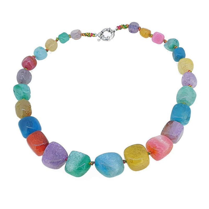 [Australia] - TreasureBay Stunning Agate Gemstone Chunky Necklace for Women and ladies multicoloured 