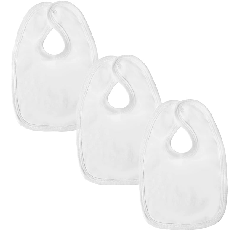 [Australia] - Baby Premium Cotton Bibs, Dribble Bibs, British Made for Boys or Girls, 3 Pack White 3 Count (Pack of 1) 