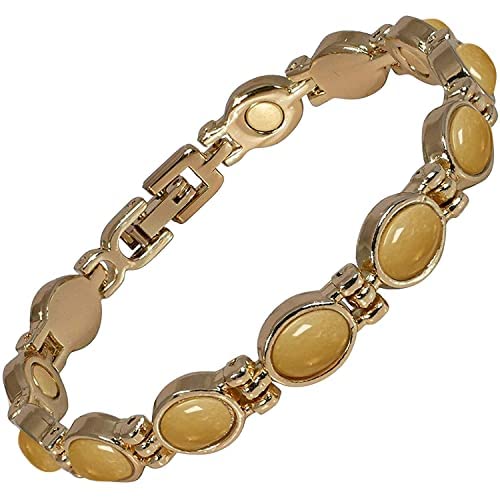 [Australia] - Ladies Magnetic Bracelet for Women - Natural Beige Jasper Gemstones - Fits Wrists Up to 7.5" Links Can Be Added Adjustable | Plus Jewellery Gift Box 