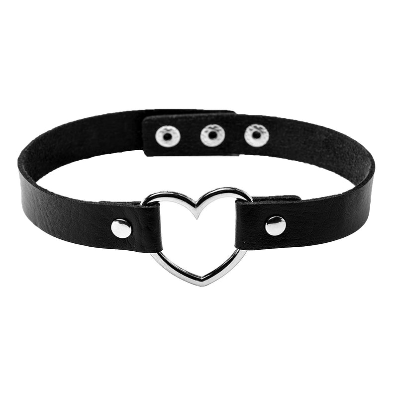 [Australia] - MILAKOO Vintage Love Heart PU Leather Choker Necklace Goth Choker Collar for Women Black 