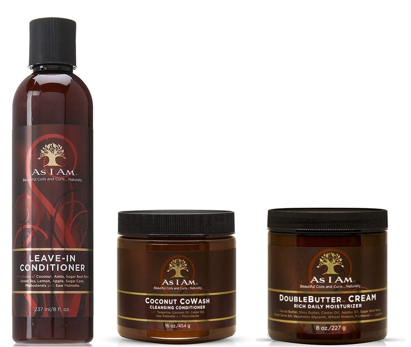 [Australia] - As I Am Naturally | Coconut CoWash 16oz | Leave-In Conditioner 8oz | DoubleButter Cream Moisturizer 8oz (3 SET BUNDLE) 