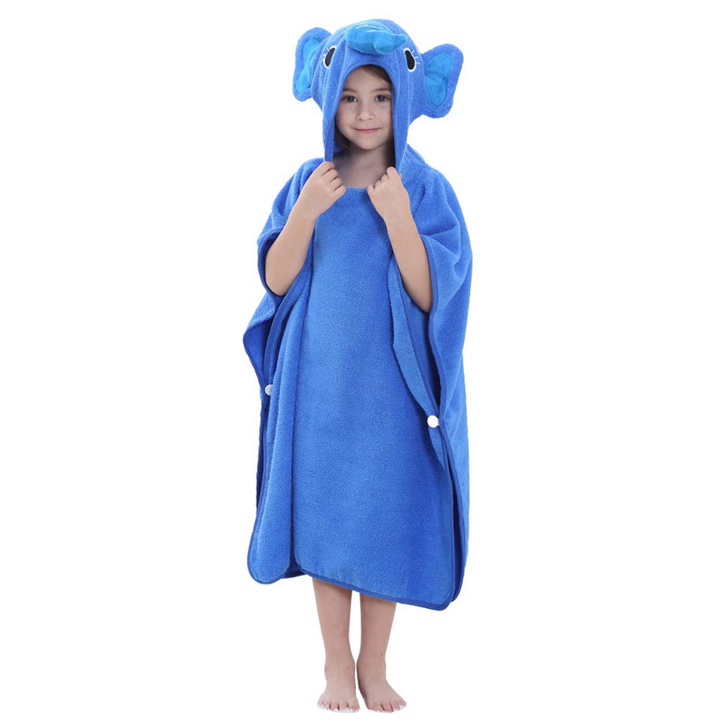 [Australia] - COOKY.D Unisex Baby Girls Boys Poncho Bath Towel Hooded Bath Robe for 0-6 Years Old, 70 x 70cm, Elephant Blue-elephant 
