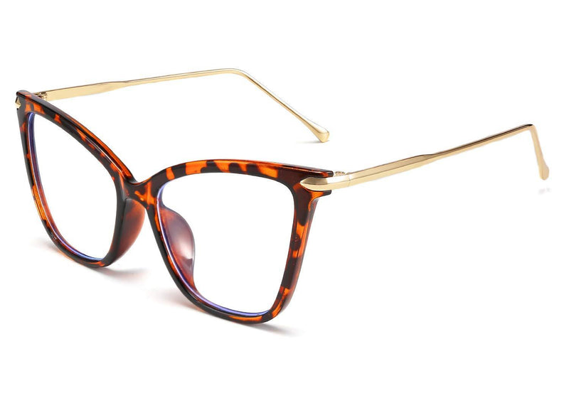 [Australia] - FEISEDY New Oversized Cat Eye Glasses Big Frame Clear Lenses Eyewear for Women B2460 Leopard 
