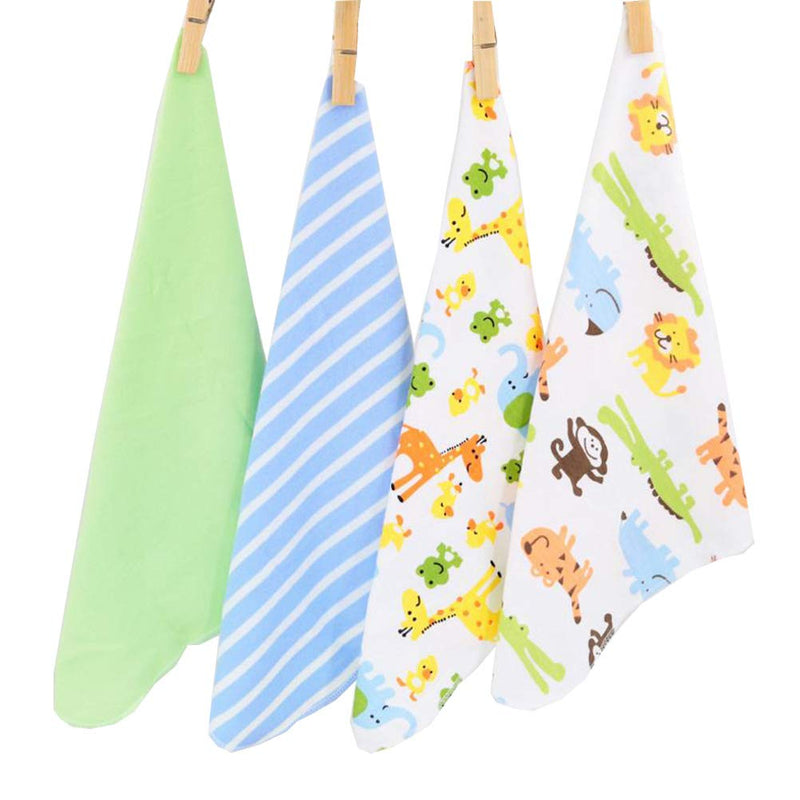 [Australia] - CuteOn 4 PCS Reusable Newborn Baby Washcloth Feeding Wipe Cloth Mini Baby Towels for Sensitive Skin Blue 11.02" x 11.02" … Animal 