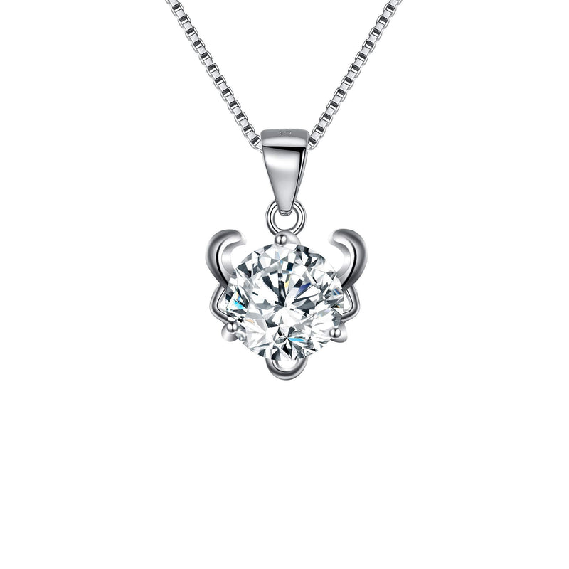 [Australia] - EVER FAITH 925 Sterling Silver CZ Horoscope Zodiac 12 Constellation Pendant Necklace Birthday Gift Taurus 