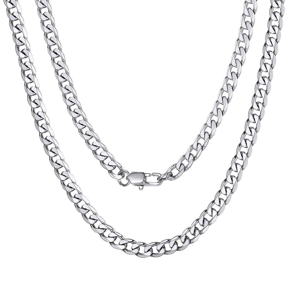 [Australia] - ChainsPro Silver/Gold Curb Chain for Men Women,Stainless Steel Cuban Chains for Men Women 4mm,14-30 inchesFather's Day Necklace Gifts for Men Dad Father Boyfriend Father(with Gift Box) 46.0 Centimetres silver 04mm 