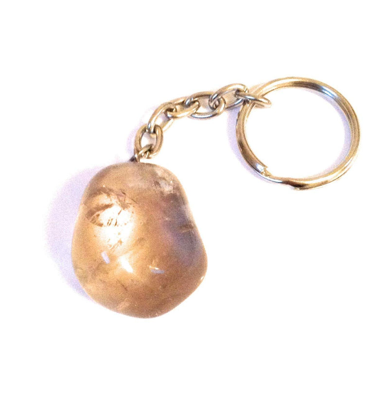 [Australia] - Smokey Quartz Tumblestone Keyring - Healing Stone - Serenity, Calmness, Positive Thoughts, Calms Fear, Lifts Depression, Intuition - Smokey Quartz Stone Key Ring 