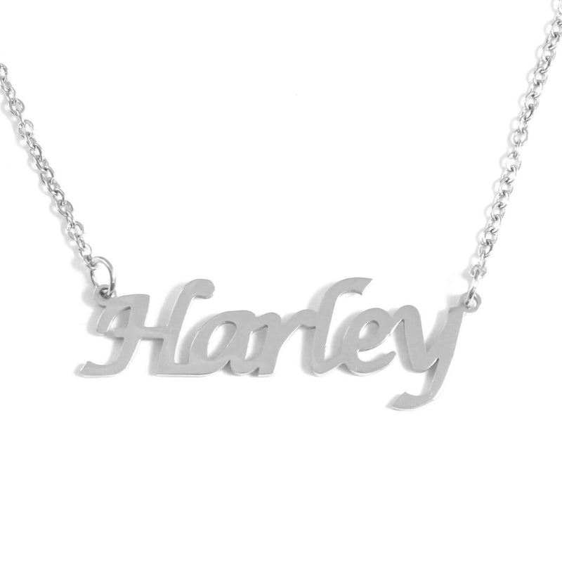 [Australia] - Kigu Harley Personalised Name Necklace - Custom Jewellery - Adjustable Chain - Silver Tone - Incl Gift Packaging 