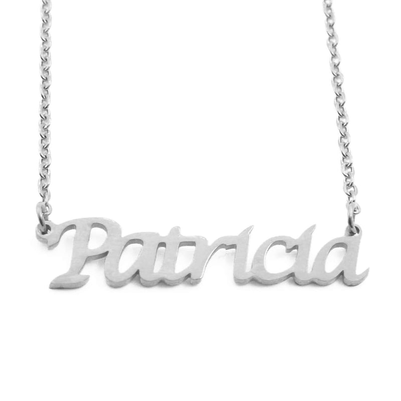 [Australia] - Kigu Patricia Personalised Name Necklace - Custom Jewellery - Adjustable Chain - Silver Tone - Incl Gift Packaging 