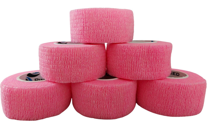 [Australia] - PintoMed PINK Cohesive Bandage Stretched 6 Rolls x 2.5cm x 4.5mts Self-adhesive Flexible Bandages, Professional Quality, First Aid Sports Wrap Bandages - Pack of 6 