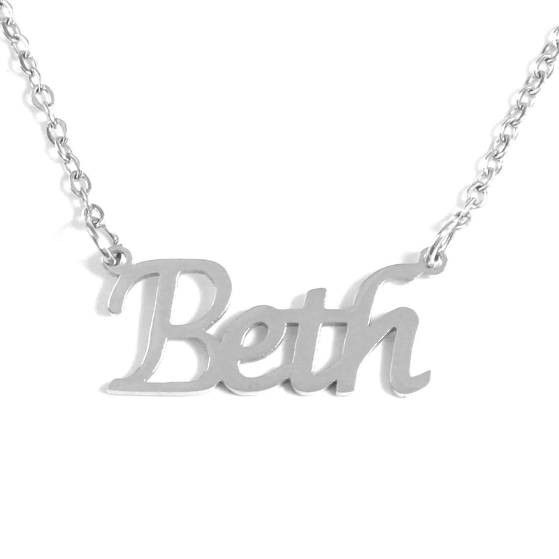 [Australia] - Kigu Beth Personalised Name Necklace - Custom Jewellery - Adjustable Chain - Silver Tone - Incl Box & Bag 