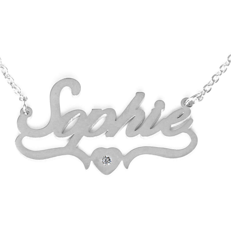 [Australia] - Kigu Sophie Personalised Heart Shaped Name Necklace - Adjustable Chain - Silver Tone - Incl Gift Packaging 