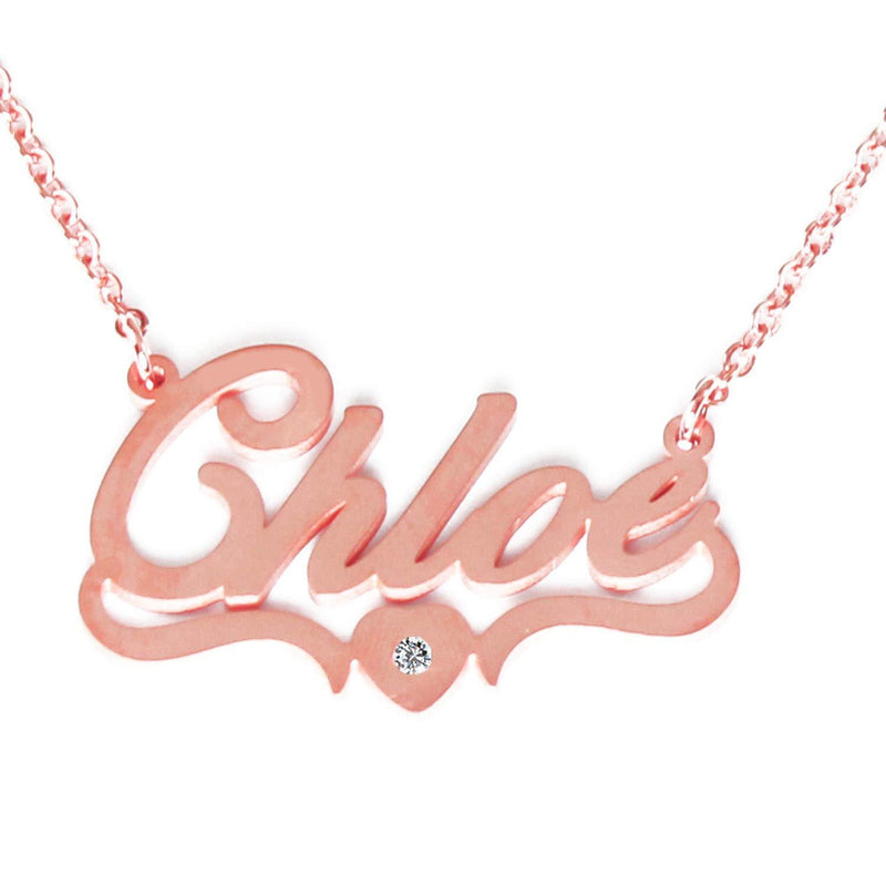 [Australia] - Kigu Chloe Personalized Heart Shaped Name Necklace Adjustable Chain - 18ct Rose Gold Plated Packaging 