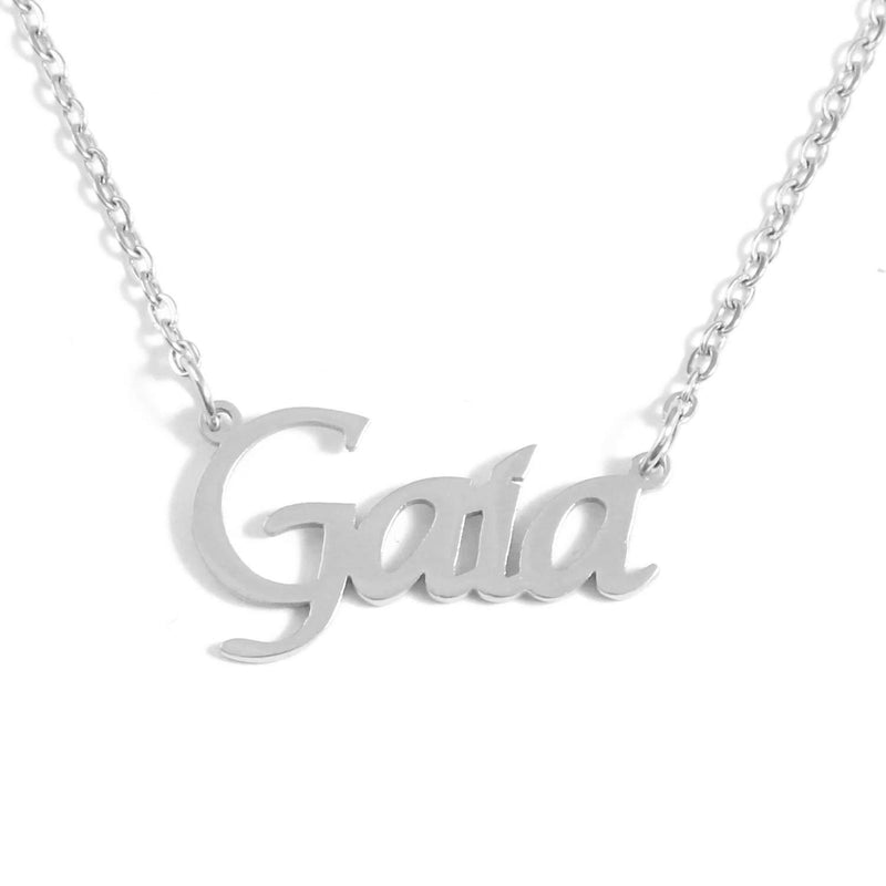 [Australia] - Kigu Gaia Personalized Name Necklace Adjustable Chain - Silver Tone Packaging 