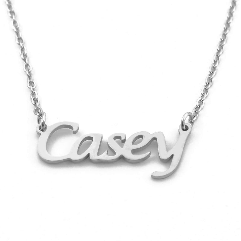 [Australia] - Kigu Casey Personalised Name Necklace - Custom Jewellery - Adjustable Chain - Silver Tone - Incl Box & Bag 