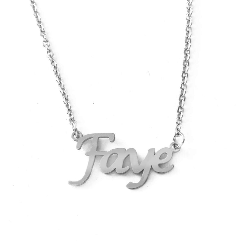 [Australia] - Kigu Faye Personalised Name Necklace - Custom Jewellery - Adjustable Chain - Silver Tone - Incl Box & Bag 