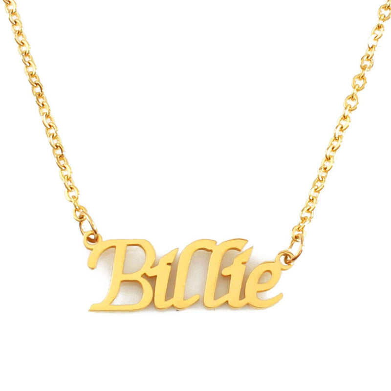 [Australia] - Kigu Billie Personalised Name Necklace Adjustable Chain - 18ct Gold Plated - Incl Gift Packaging 