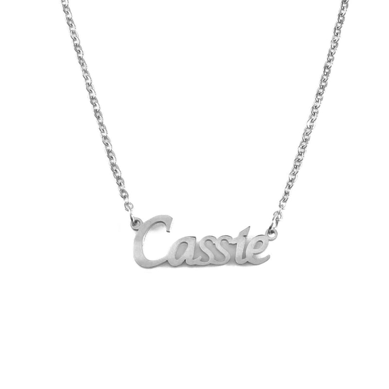 [Australia] - Kigu Cassie Personalised Name Necklace - Adjustable Chain - Silver Tone - Incl Gift Packaging 