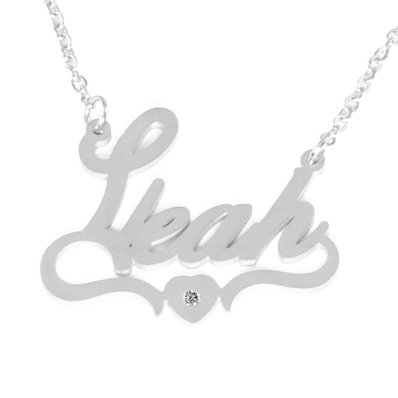 [Australia] - Kigu Leah Personalised Heart Shaped Name Necklace Adjustable Chain - Silver Tone - Incl Gift Packaging 