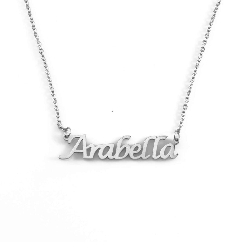 [Australia] - Kigu Arabella Personalised Name Necklace - Custom Jewellery - Adjustable Chain - Silver Tone - Incl Gift Packaging 