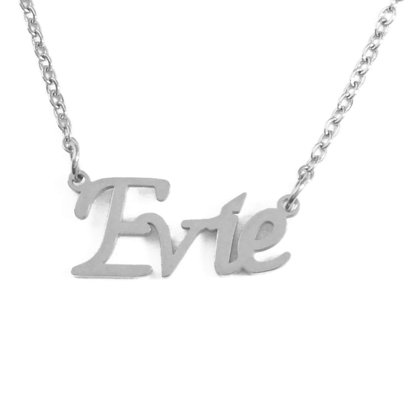 [Australia] - Kigu Evie Personalised Name Necklace Adjustable Chain - Silver Tone - Incl Gift Packaging 