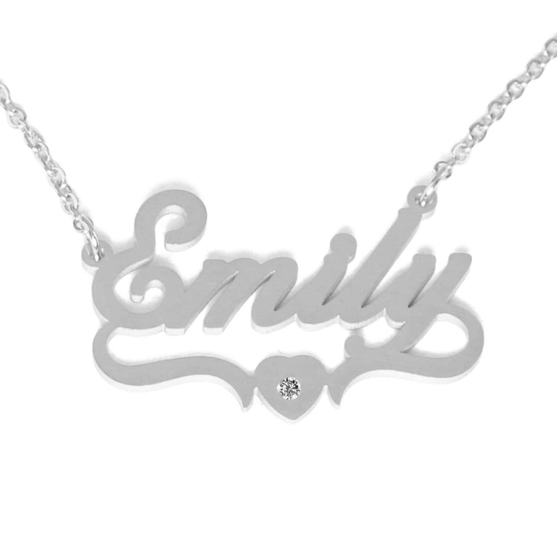 [Australia] - Kigu Emily Personalised Heart Shaped Name Necklace Adjustable Chain - Silver Tone - Incl Gift Packaging 