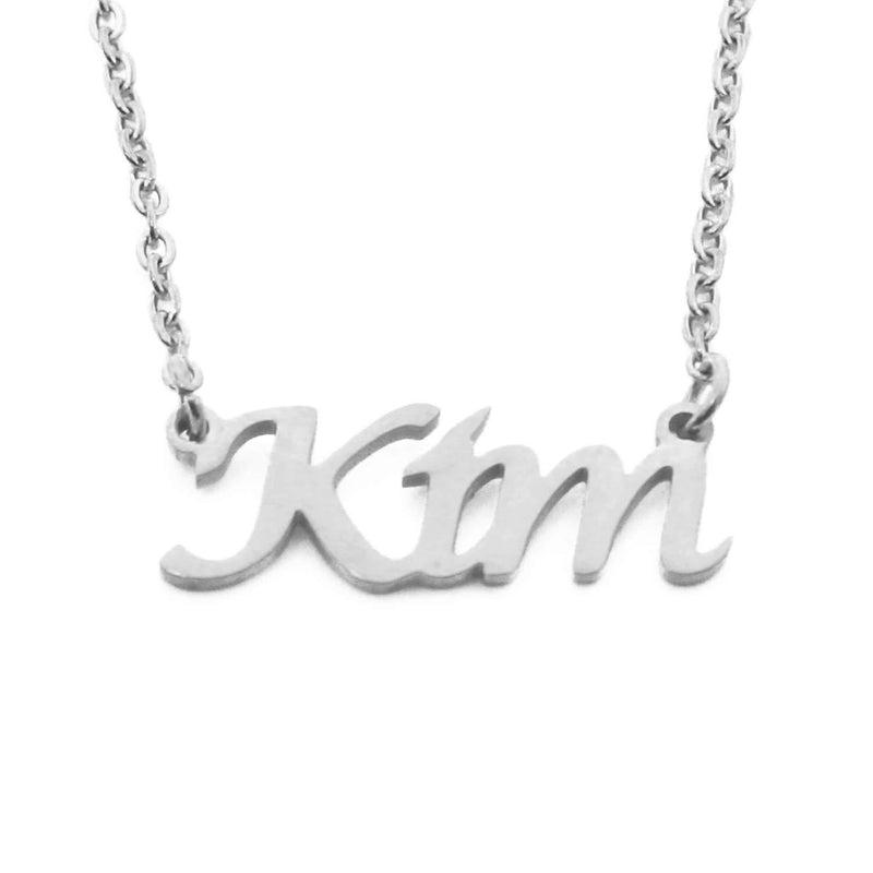 [Australia] - Kigu Kim Personalised Name Necklace Adjustable Chain - Silver Tone - Custom Jewellery for Women - Incl Packaging 