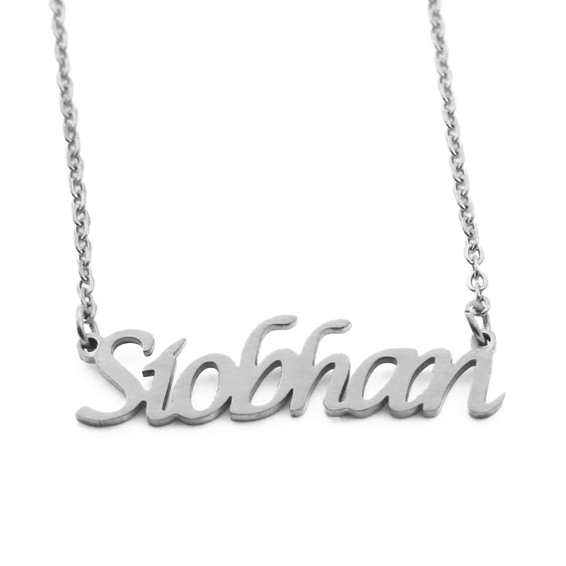 [Australia] - Kigu Siobhan Personalised Name Necklace Adjustable Chain - Silver Tone - Custom Jewellery for Women - Incl Gift Packaging 