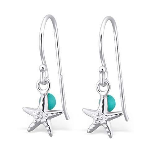 [Australia] - The Rose & Silver Company Women 925 Sterling Silver Starfish Dangle Earrings 