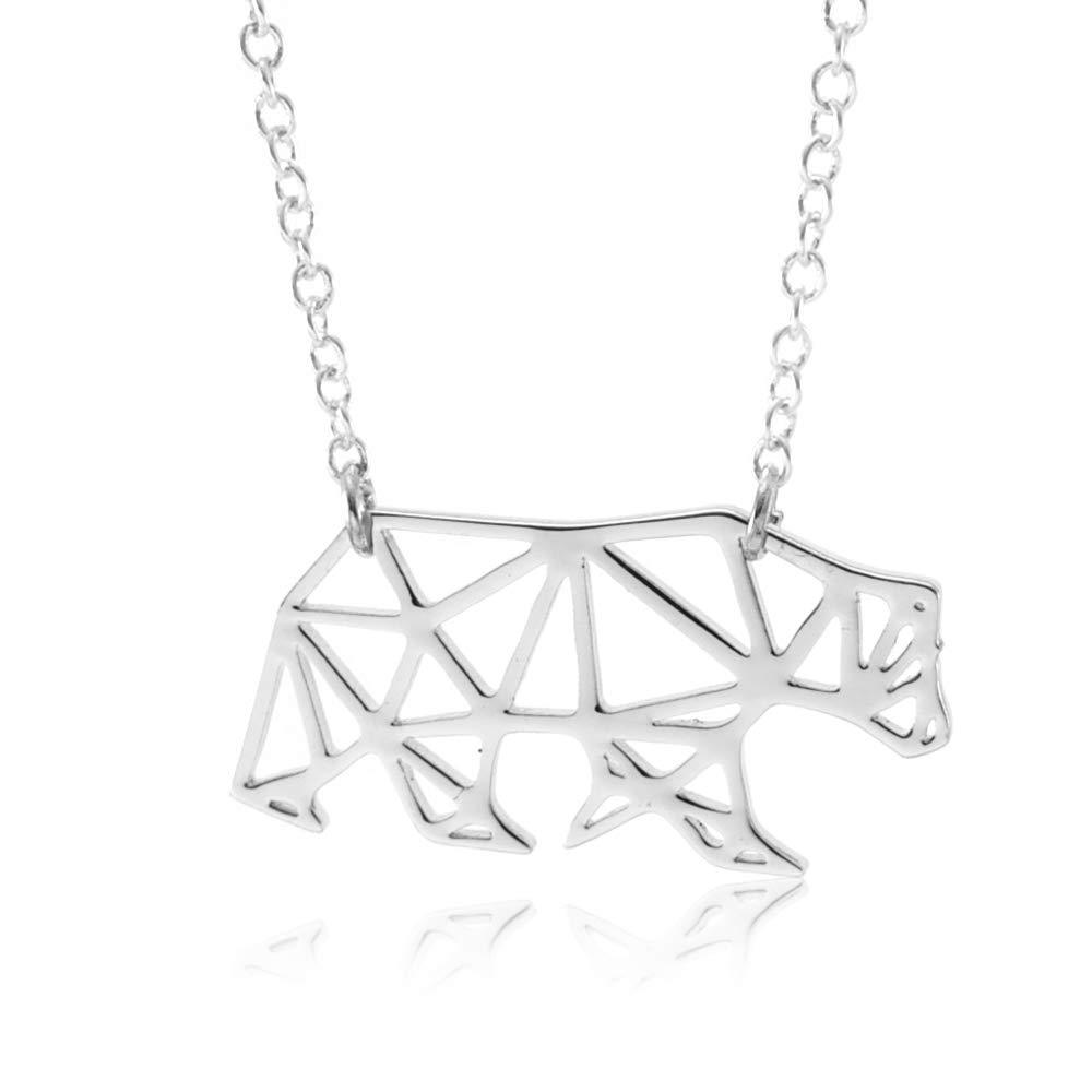 [Australia] - Natsandles Mama Bear pendant necklace. Charming, geometric design - hand packaged in a beautiful gift box. 18 inch chain with a lobster clasp - Makes a wonderful gift for New Mums Silver Plated 