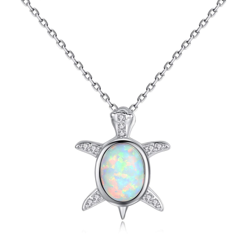 [Australia] - VIKI LYNN Women Girls 925 Sterling Silver Created Opal Baby Sea Turtle Necklace 