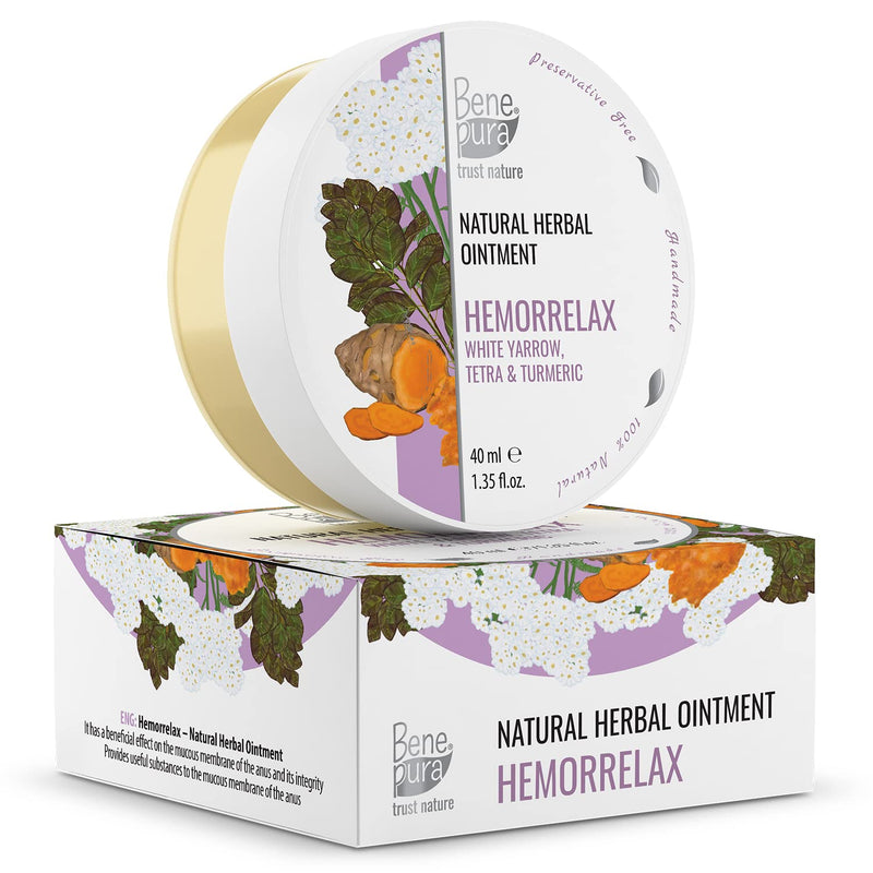 [Australia] - BenePura Hemorrhoids Ointment - Natural Hemorrhoids Cream and Piles Cream - Soothes Burning, Itching and Discomfort - Hemmoroids Ointment - Haemorrhoids Cream - White Yarrow Treatment - 40 ml 