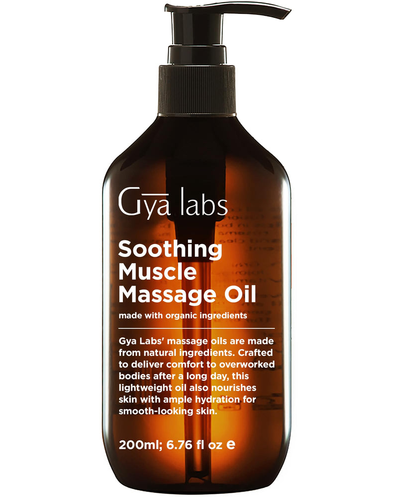 [Australia] - Gya Labs Soothing Massage Oil for Massage Therapy - Spa Quality Warming Massage Oil - Infused with Peppermint & Cinnamon for Full Body Oil Massage - (200 ml) 200 ml (Pack of 1) 