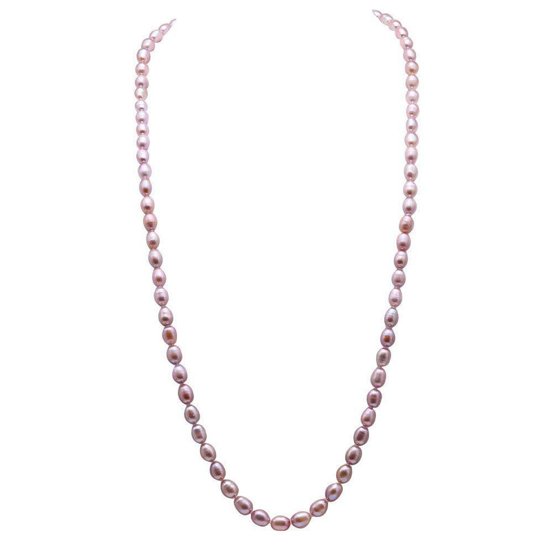 [Australia] - JYX Pearl Long Strand Necklace 7-8mm Purple Oval Freshwater Cultured Pearl Sweater Necklace Opera Length 32" 