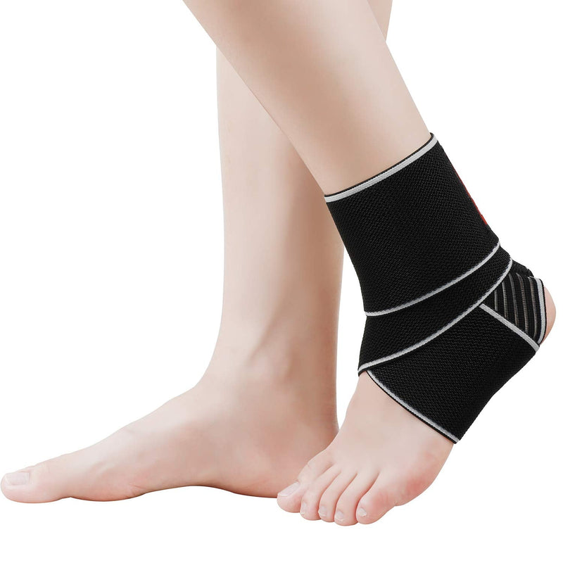 [Australia] - KGONE Adjustable Ankle Support, Ankle Brace Breathable Nylon Elastic Material Ankle Wrap for Sports, Joint Pain, Sprains Fatigue etc, One Size Fits All Grey 