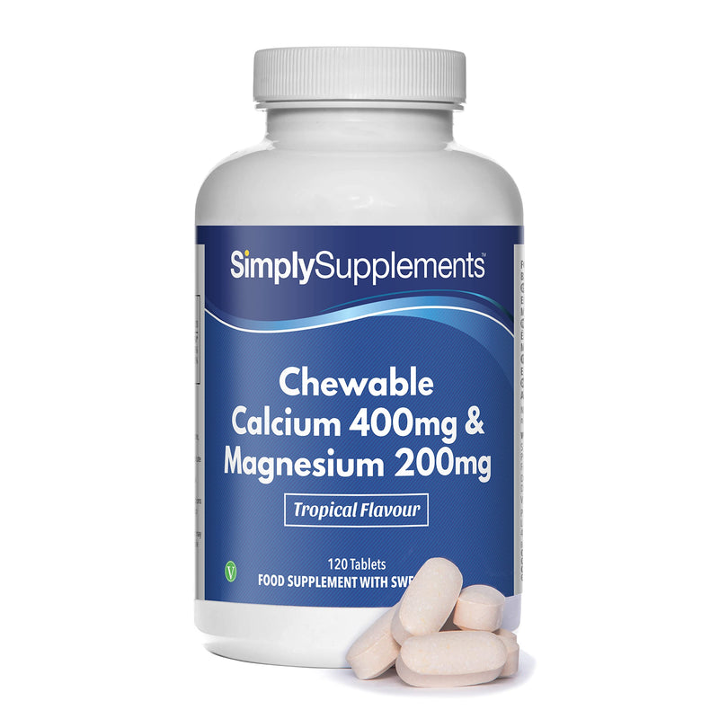 [Australia] - Chewable Calcium & Magnesium Tablets (120 Tablets) | Delicious Tropical Flavour | Vegan & Vegetarian Friendly | Crucial Nutrients for Bones & Muscles | Optimal 2:1 Ratio 