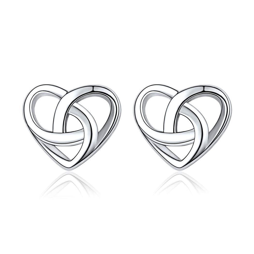 [Australia] - 925 Sterling Silver Celtic Knot Earrings For Women Gold/Rose Gold Plated Irish Protection Jewelry Hypoallergenic Earring(with Gift Box) 01-silver Heart 