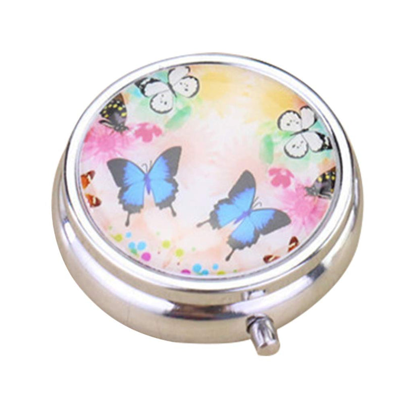 [Australia] - SUPVOX 1 x Small Pill Box Round Pill Organiser 3 Slots Unique Medicine Case for Bag or Purse (Random Pattern) 